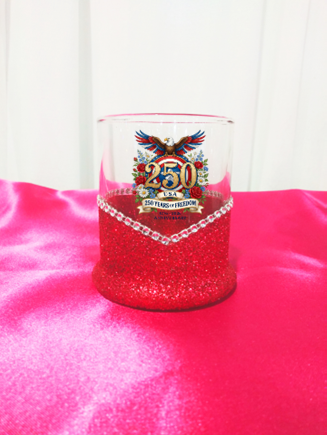 Winey Bitches Co RWB American Eagle 250 Years Of Freedom Whiskey Glitter Glasses
