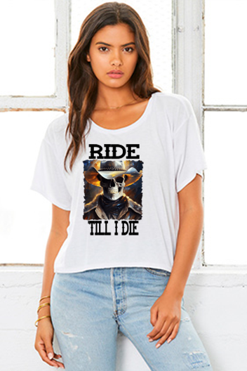 New-Ride Till I Die (Reaper Skull and Hat Design)- Country Western Graphic Tee