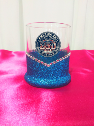 Winey Bitches Co American Eagle Circle- 250 Years Of Freedom Whiskey Glitter Glasses