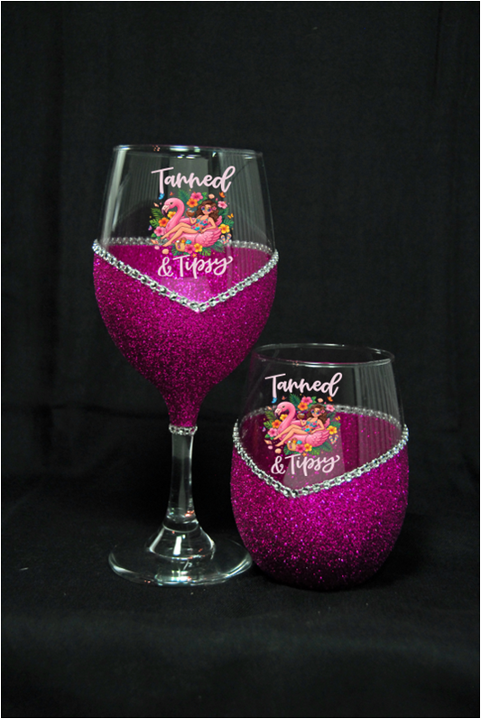 Tanned and Tipsy l Summer Collection l Winey Bitches Co Glitter Glasses