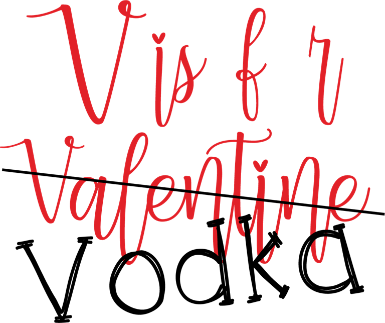 V Is For Vodka – Bling Glitter Glass Wine Glasses (Valentine’s Day Collection)