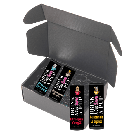 Winey Bitches Coffee Sample 4 pk "Drink A Cup Save A Pup"