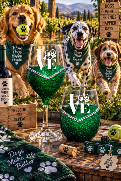 Love Squared Bling Stem or Stemless Wine Glasses-Choose your color-Just Sayin'