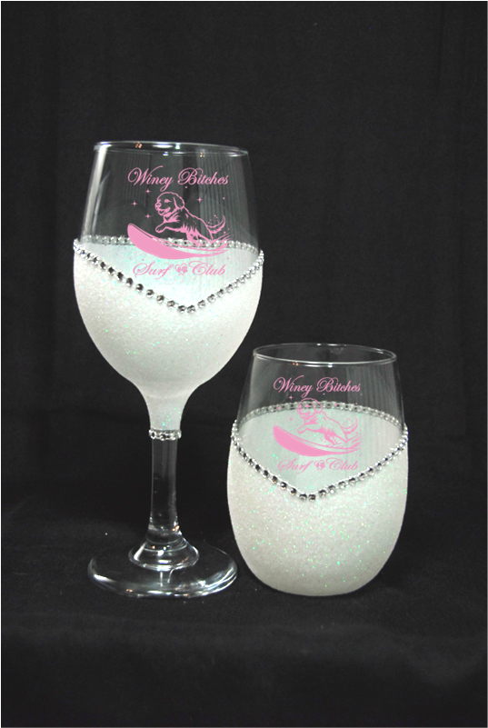 Winey Bitches Surf Club l Summer Collection l Winey Bitches Co Glitter Glasses