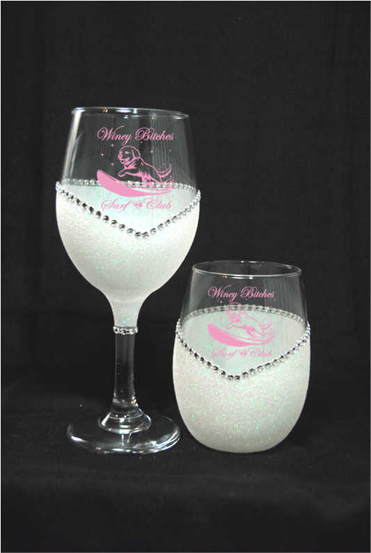 Winey Bitches Surf Club l Summer Collection l Winey Bitches Co Glitter Glasses