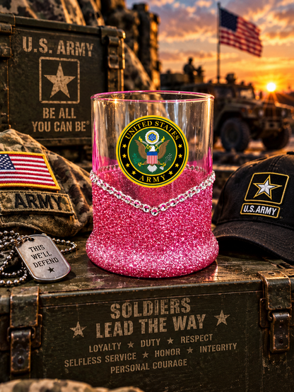 Blinged Army Military Whiskey-Highball Glasses-Choose Color