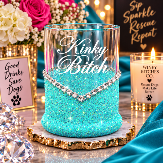 Kinky Bitch Blinged Whiskey-Highball Glasses-Choose Color