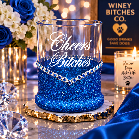 Cheers Bitches Blinged Whiskey- Glasses-Choose Color