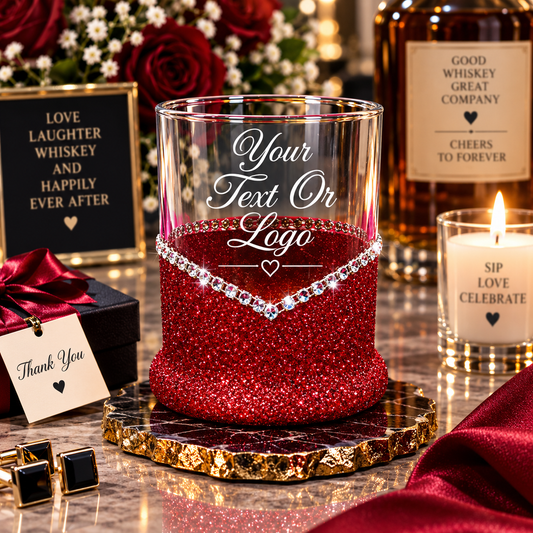 Personalize Your Wedding Glitter Whiskey Glass | Wedding Gift  | Winey Bitches Co