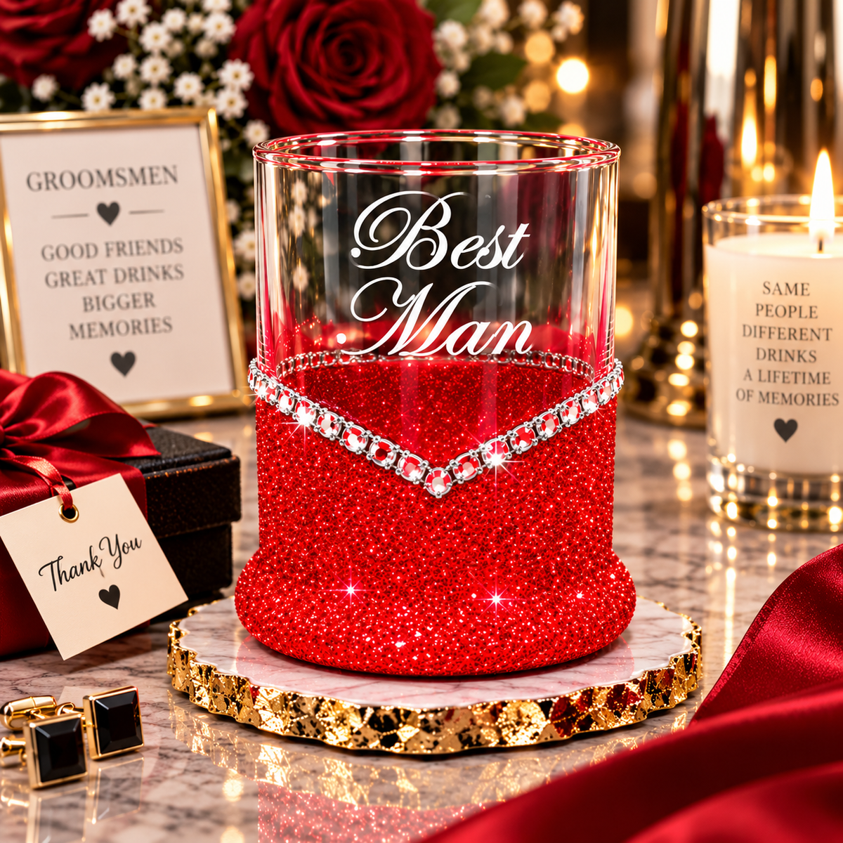Winey Bitches Co Best Man Wedding Party Whiskey Glitter Glasses