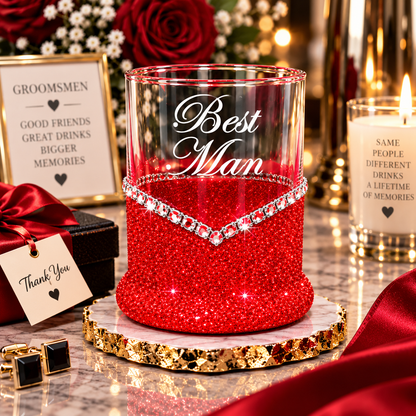 Winey Bitches Co Best Man Wedding Party Whiskey Glitter Glasses