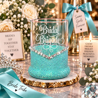 Winey Bitches Co Bridal Brigade Wedding Party Whiskey Glitter Glasses