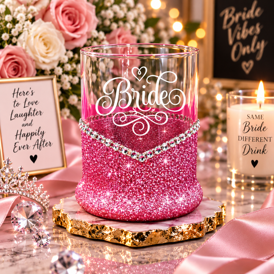 Winey Bitches Co Bride Wedding Party Whiskey Glitter Glasses