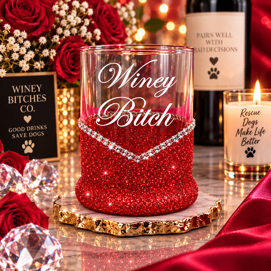 Winey Bitch Blinged Whiskey- Glasses-Choose Color