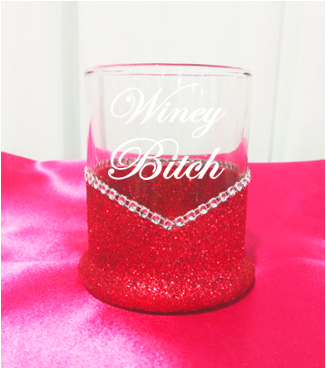 Winey Bitch Blinged Whiskey-Highball Glasses-Choose Color