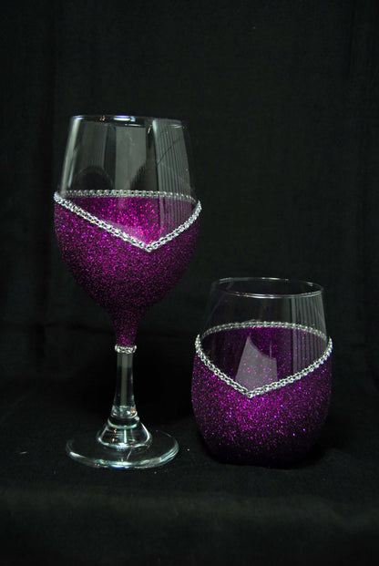 Bling Stem TRITON Shatterproof V Style Wine Glasses-Choose your color