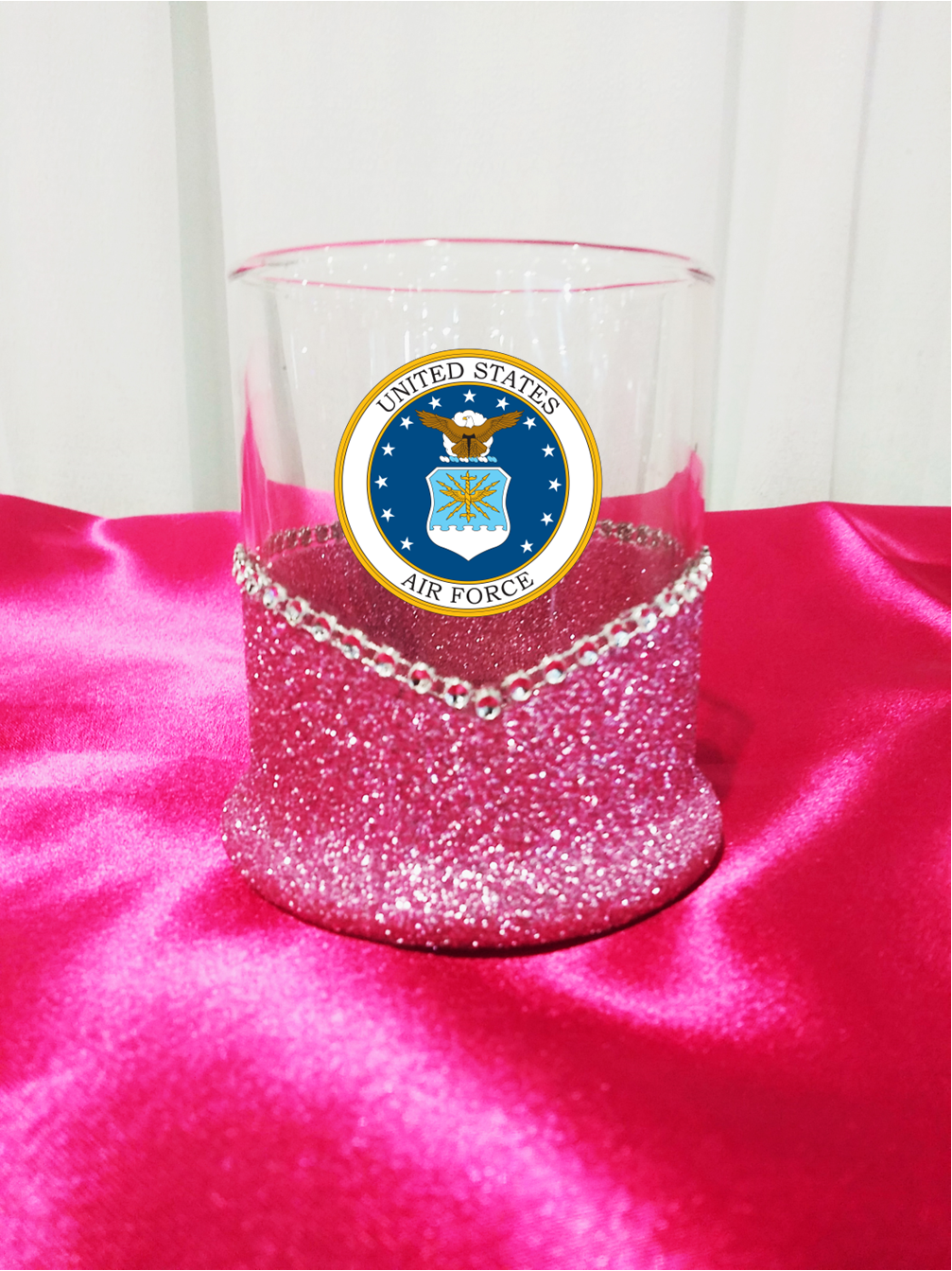 Blinged Air Force Military Whiskey-Highball Glasses-Choose Color