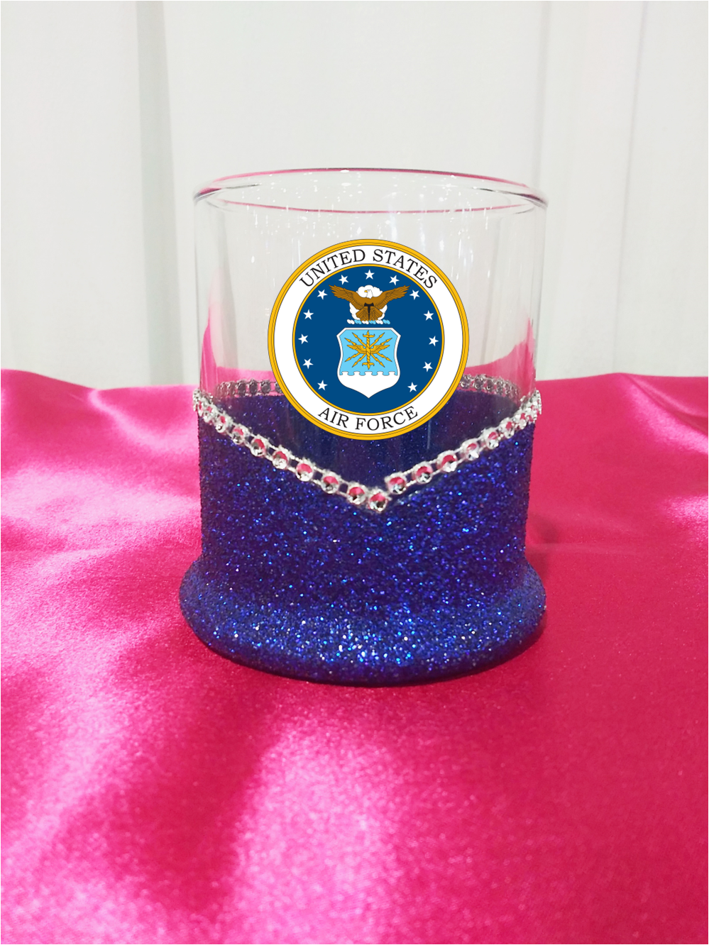 Blinged Air Force Military Whiskey-Highball Glasses-Choose Color