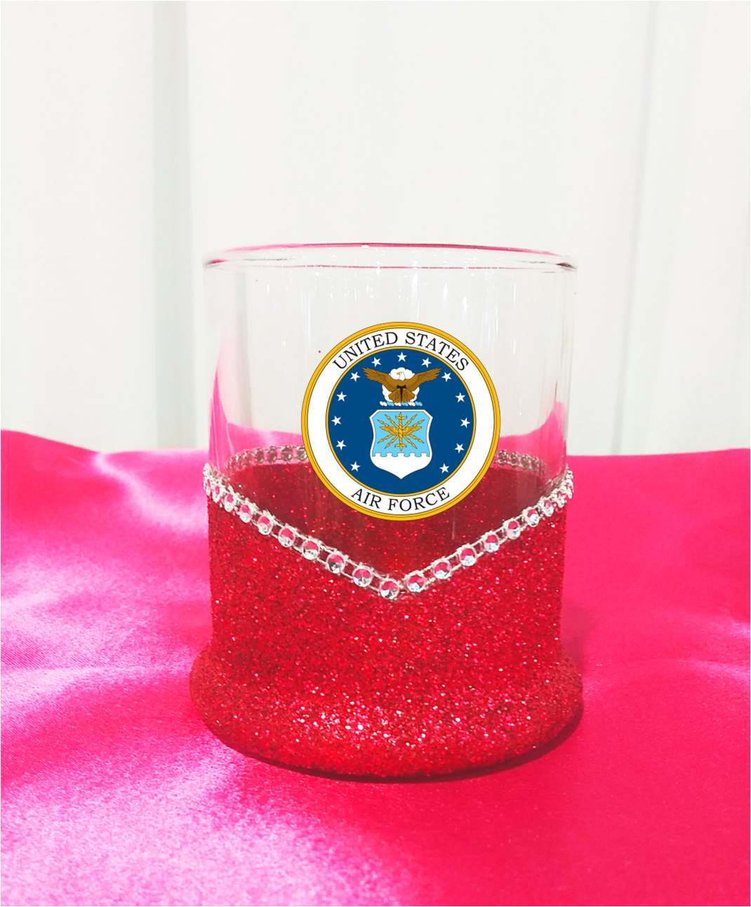 Blinged Air Force Military Whiskey-Highball Glasses-Choose Color