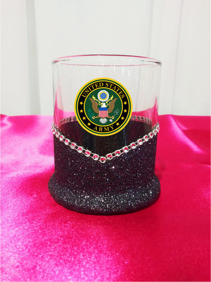 Blinged Army Military Whiskey-Highball Glasses-Choose Color
