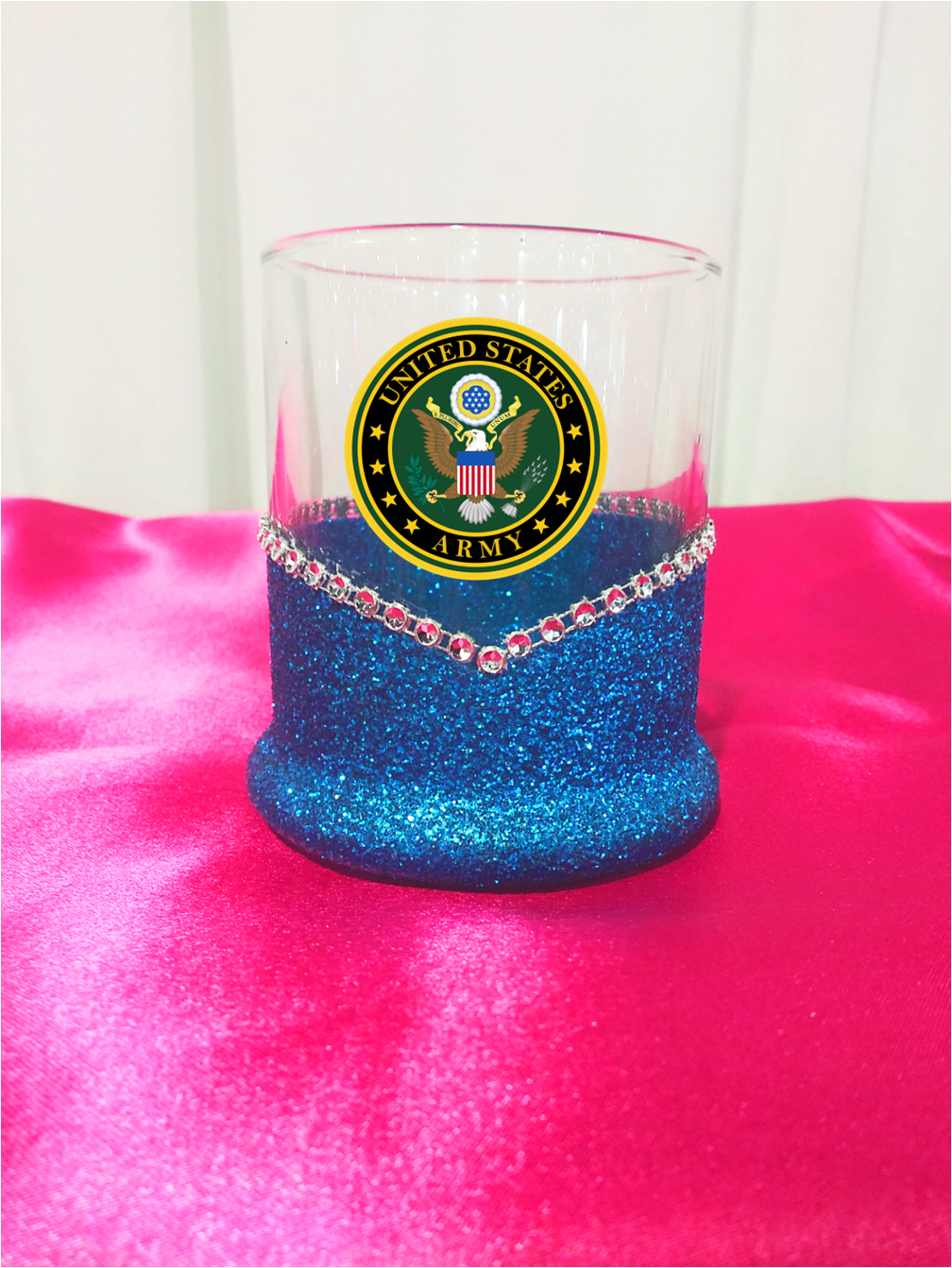 Blinged Army Military Whiskey-Highball Glasses-Choose Color