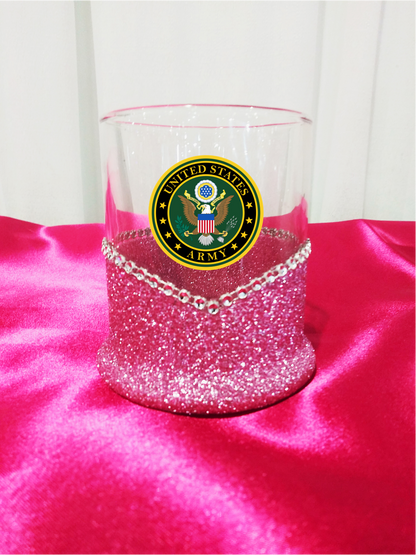 Blinged Army Military Whiskey-Highball Glasses-Choose Color