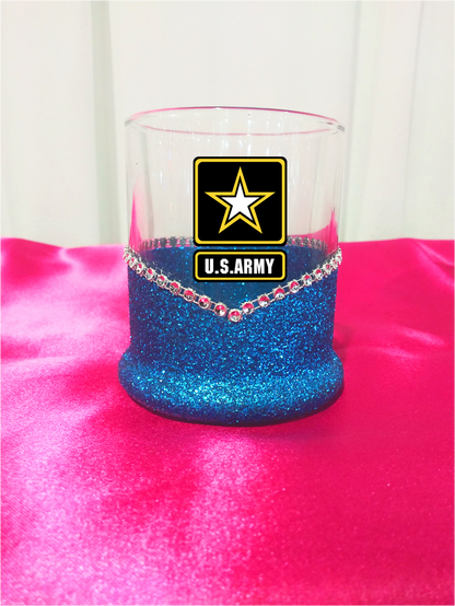 Blinged Army Military Whiskey-Highball Glasses-Choose Color