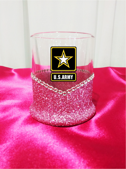 Blinged Army Military Whiskey-Highball Glasses-Choose Color