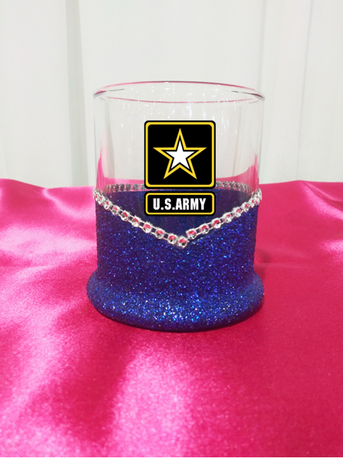 Blinged Army Military Whiskey-Highball Glasses-Choose Color