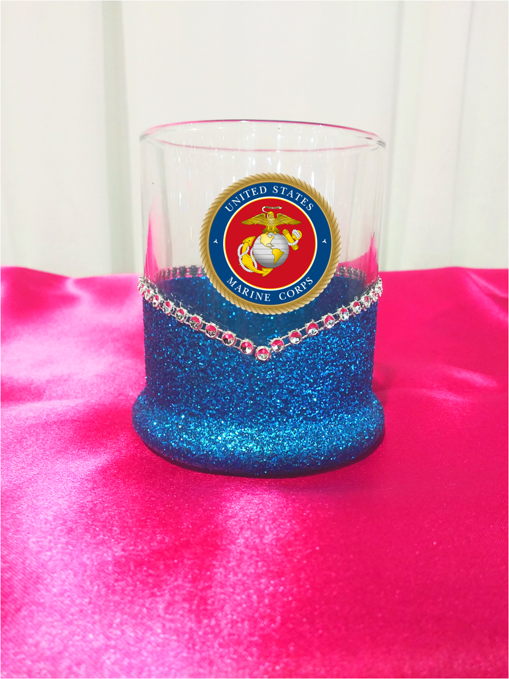 Blinged Marines Military Whiskey-Highball Glasses-Choose Color