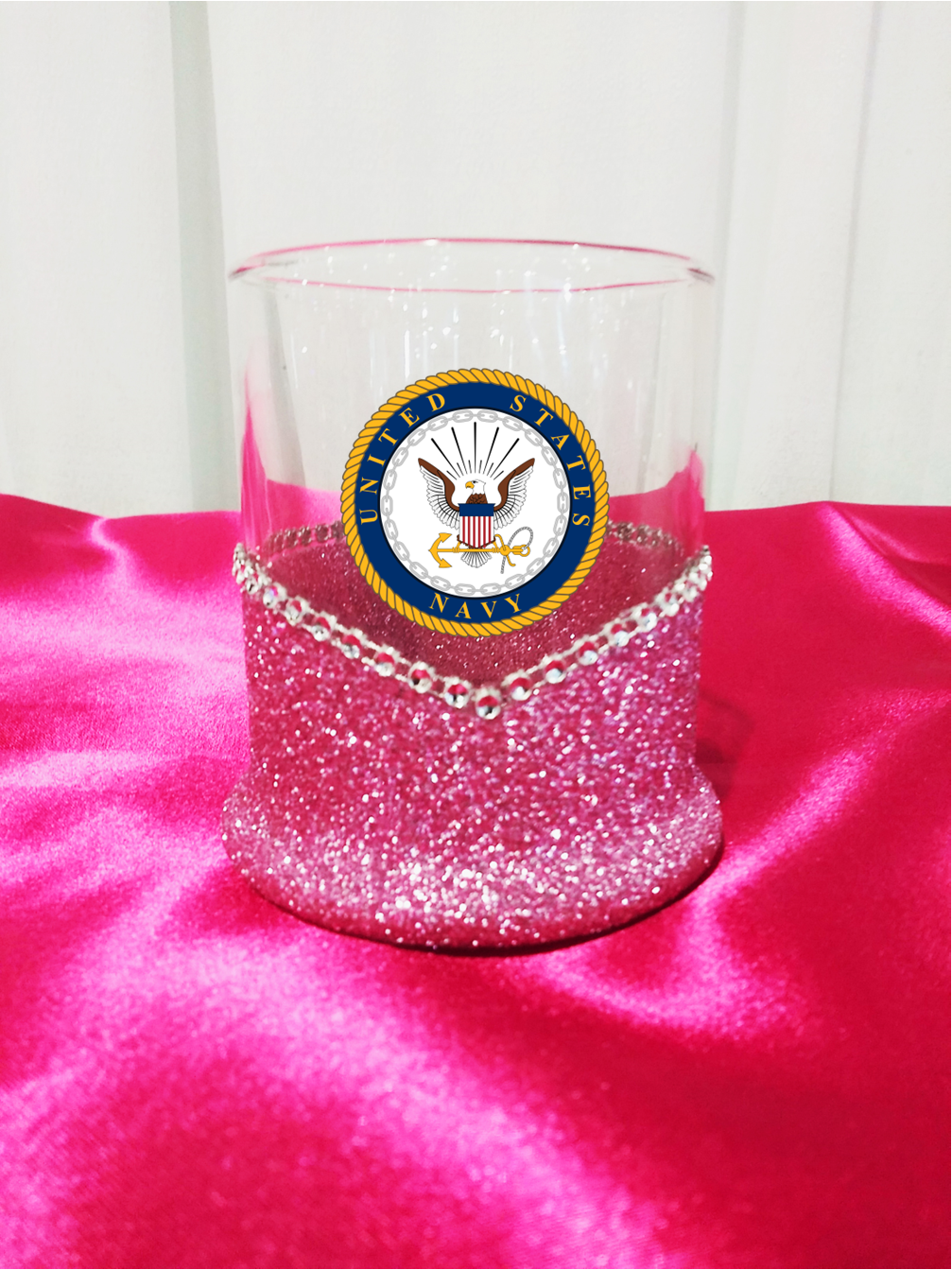 Blinged Navy Military Whiskey-Highball Glasses-Choose Color