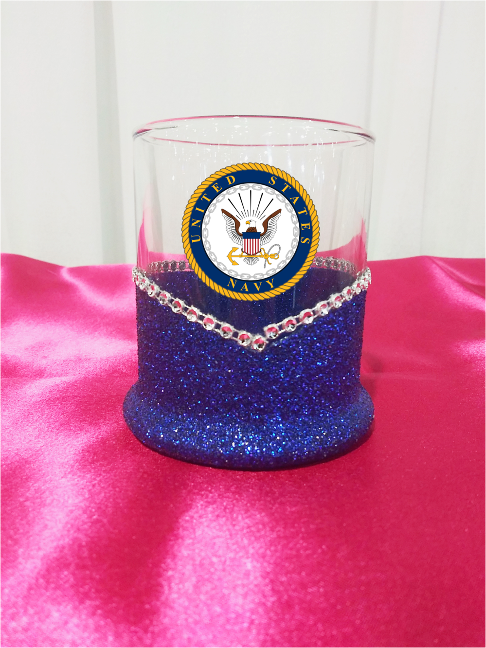 Blinged Navy Military Whiskey-Highball Glasses-Choose Color