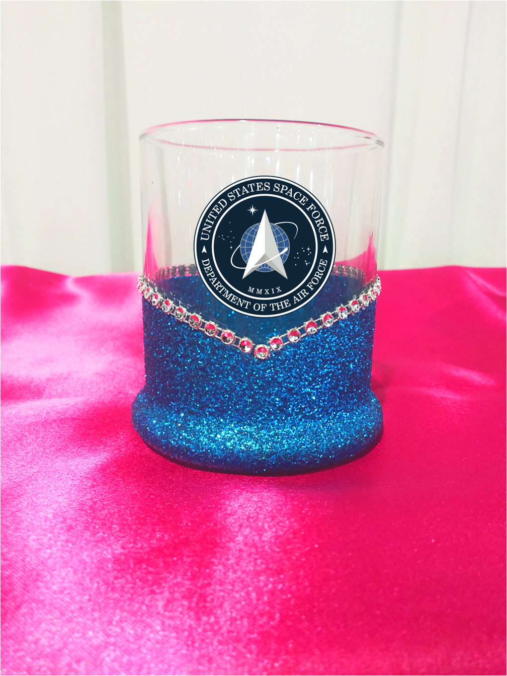 Blinged Space Force Military Whiskey-Highball Glasses-Choose Color