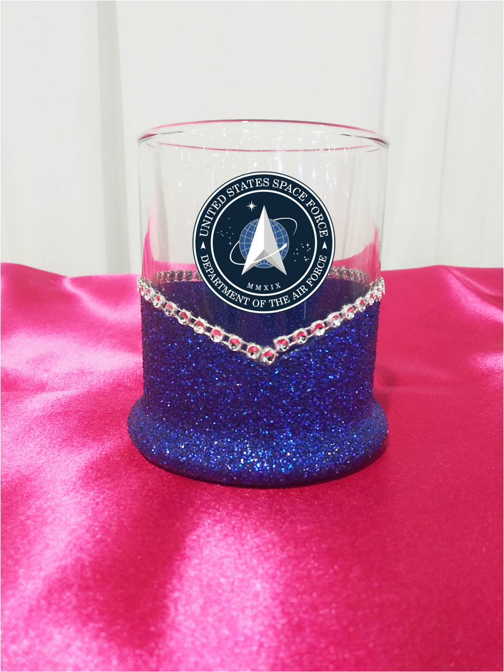 Blinged Space Force Military Whiskey-Highball Glasses-Choose Color