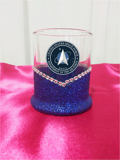 Blinged Space Force Military Whiskey-Highball Glasses-Choose Color