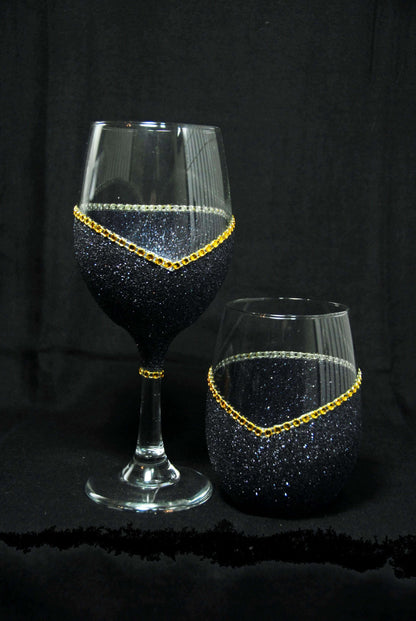 Barware Blak & Gold / Stem Winey Bitches Co "Christmas Therapy" Holiday Drinkware-Choose your color WineyBitchesCo