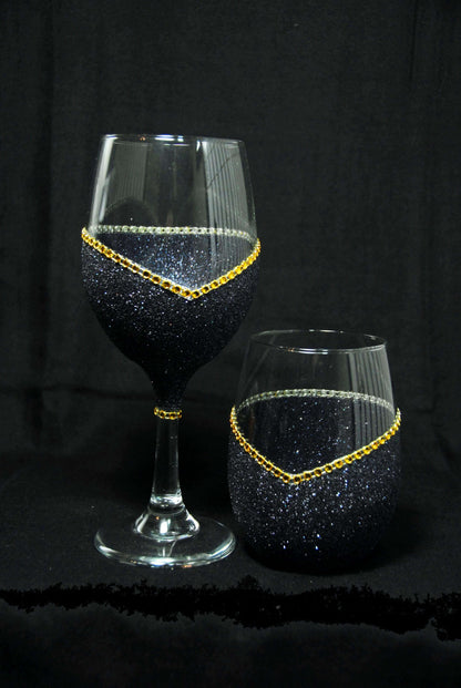 Barware Blak & Gold / Stem Winey Bitches Co "Christmas Therapy" Holiday Drinkware-Choose your color WineyBitchesCo