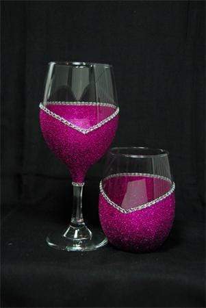 Barware Fushia / Stem Copy of Winey Bitches Co ""Nice With A Hint Of Naughty" Holiday Drinkware-Choose your color WineyBitchesCo