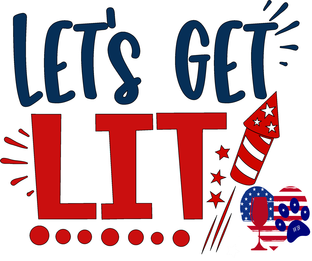 Let’s Get Lit – Bling Glitter Glass Wine Glasses (4th of July Collection)