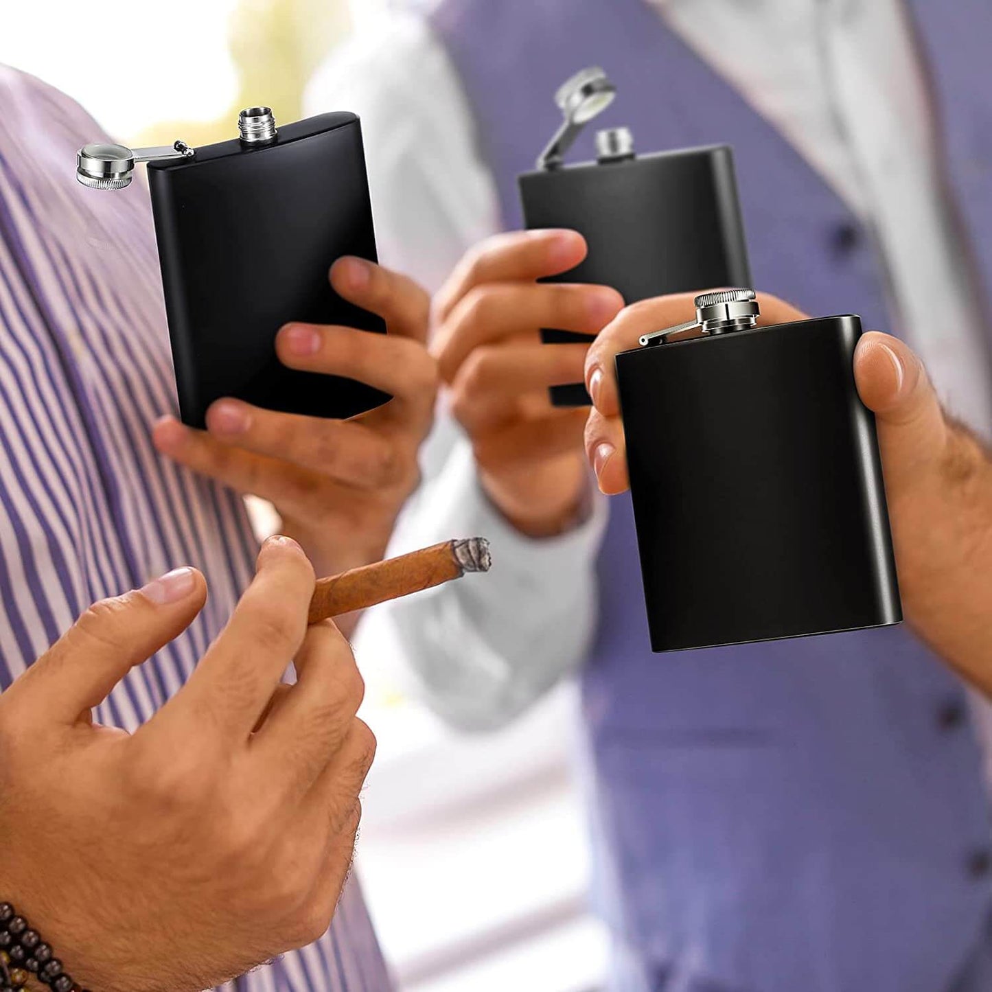 Stainless Steel Hip Flask Matte Black 8 oz . Leak Proof Drinking Liquor Flask