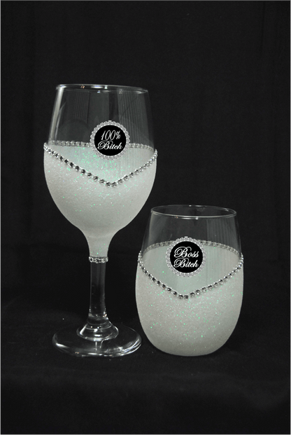 Winey Bitches Co “Funny Bitch Sayings” Tipsy Sips – Magnetic Bling for Your Wine Glass