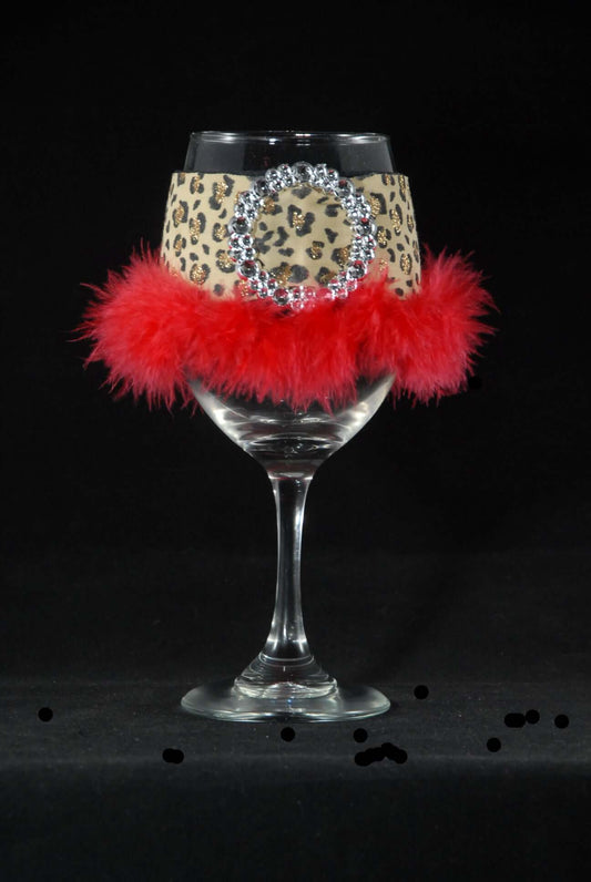Winey Bitches Co "Red Leopard" Jeweled  Floozie Coozie ™