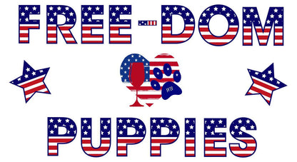Free-Dom Puppies – Bling Glitter Glass Wine Glasses (4th of July Collection)