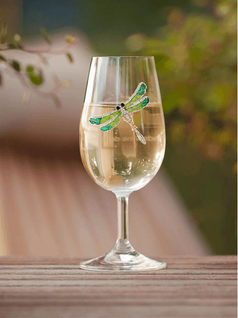Green Dragonfly Magnetic Charm Tipsy Sip – Wildlife Collection