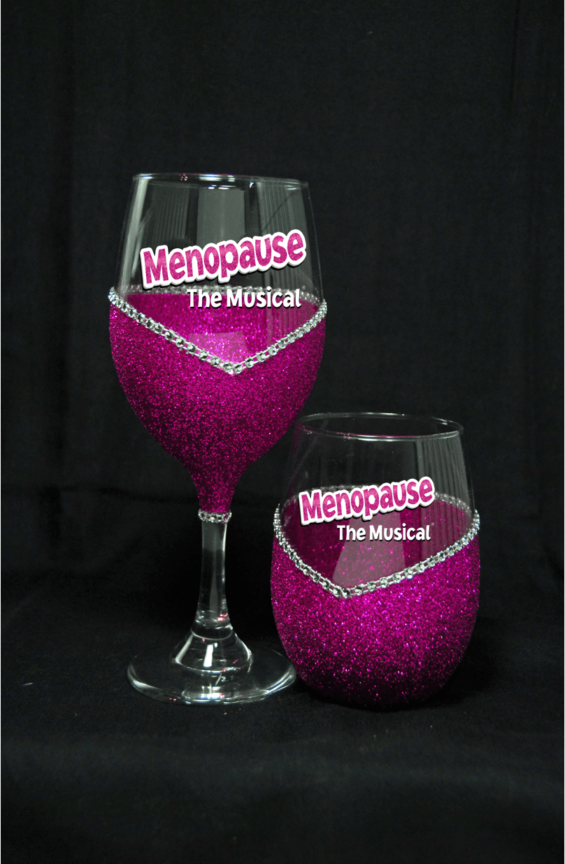 Menopause Glitter Bling Wine Glasses (Stem or Stemless)-Choose your color - Winey Bitches - Wine- Women- K9's