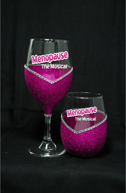 Menopause Glitter Bling Wine Glasses (Stem or Stemless)-Choose your color - Winey Bitches - Wine- Women- K9's