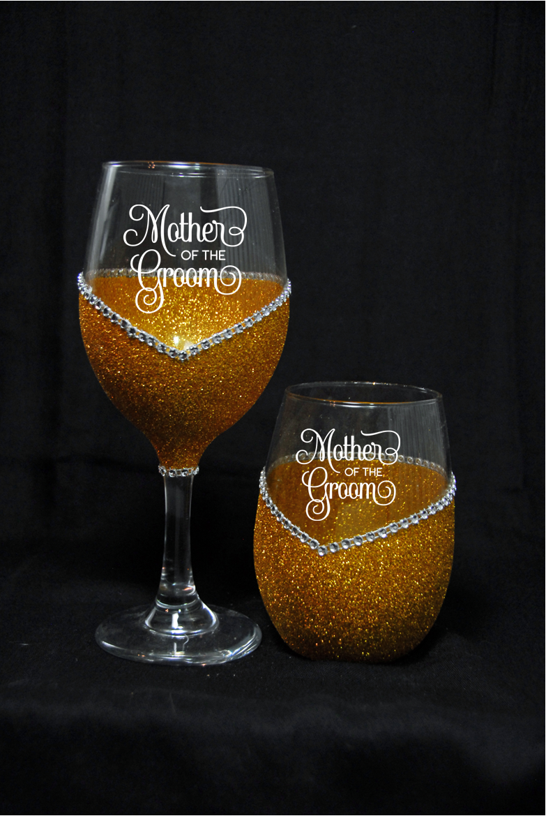 Winey Bitches Mother Of The Groom, Wedding Day-Wedding Party Handmade Wine Glass- Choose your color, Stem or Stemless - WineyBitches.Co - Winey Bitches