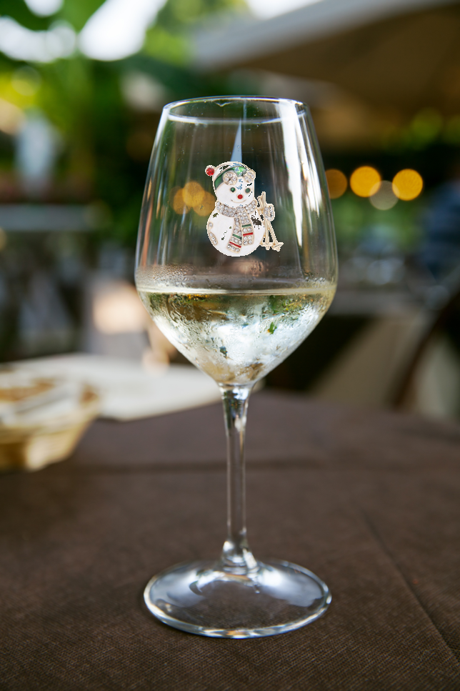 ☃️🍷✨ Snowman and Poles Tipsy Sips – Magnetic Bling for Your Wine Glass (Holiday Collection)