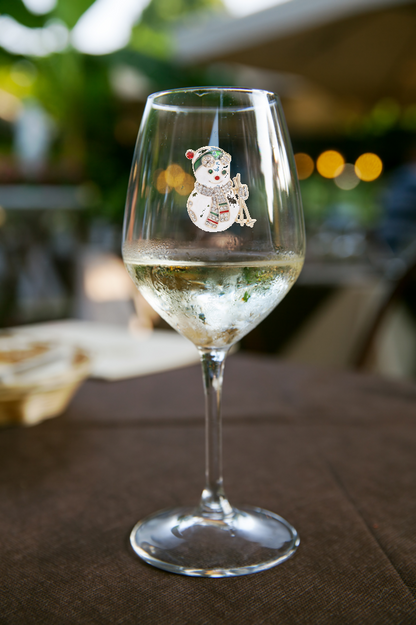 ☃️🍷✨ Snowman and Poles Tipsy Sips – Magnetic Bling for Your Wine Glass (Holiday Collection)