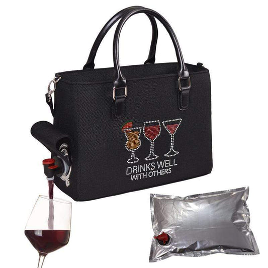 Accessories Winey Drink Purse Black with Bling "Drinks Well with Others" WineyBitchesCo